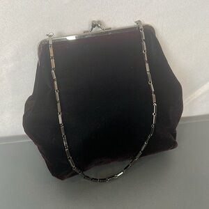 Mondani Antique Velvet Dark Rich Purple Burgundy Evening Handbag Clutch